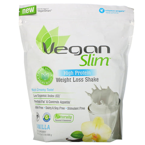 VeganSmart, Vegan Slim, High Protein, Weight Loss Shake, Vanilla, 1.5 lbs (686 g)