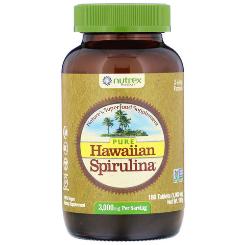 Nutrex Hawaii, Pure Hawaiian Spirulina, 3,000 mg Per Serving, 180 Tablets