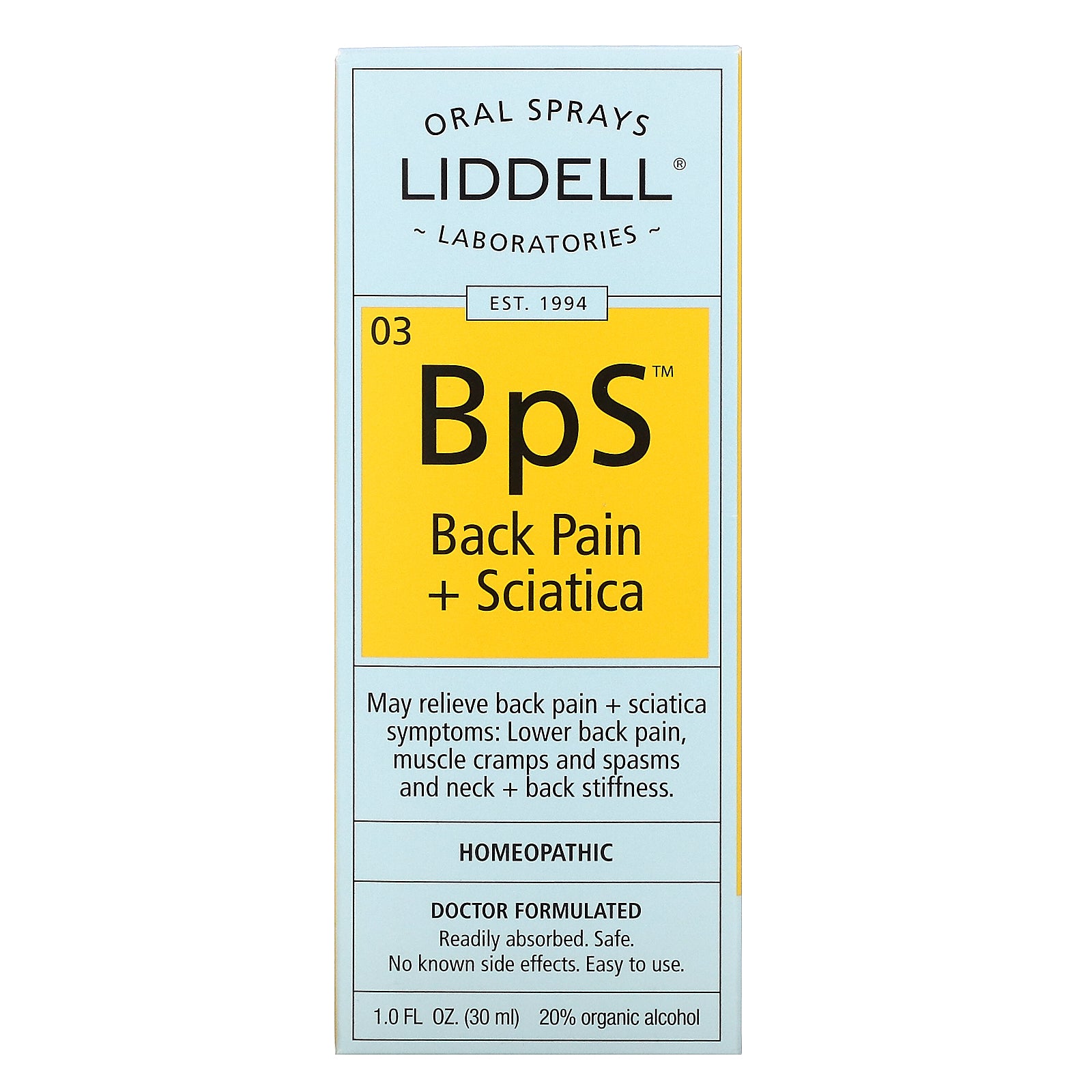 Liddell, 03 BpS, Back Pain + Sciatica Oral Spray, 1.0 fl oz (30 ml)