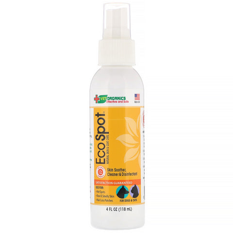 Vet Organics, EcoSpot, Natural Skin & Coat Care, Skin Soother, Cleaner & Disinfectant, For Dogs & Cats, 4 fl oz (118 ml)