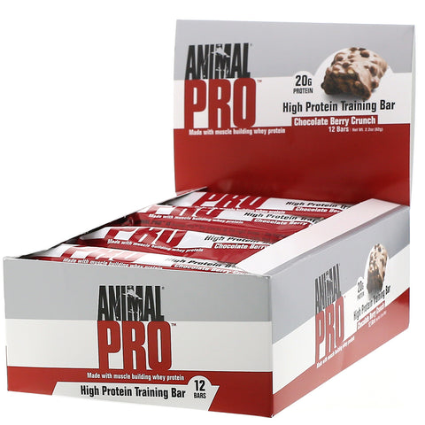 Universal Nutrition, Animal Pro, High Protein Training Bar, Chocolate Berry Crunch, 12 Bars, 2.2 oz (62 g)
