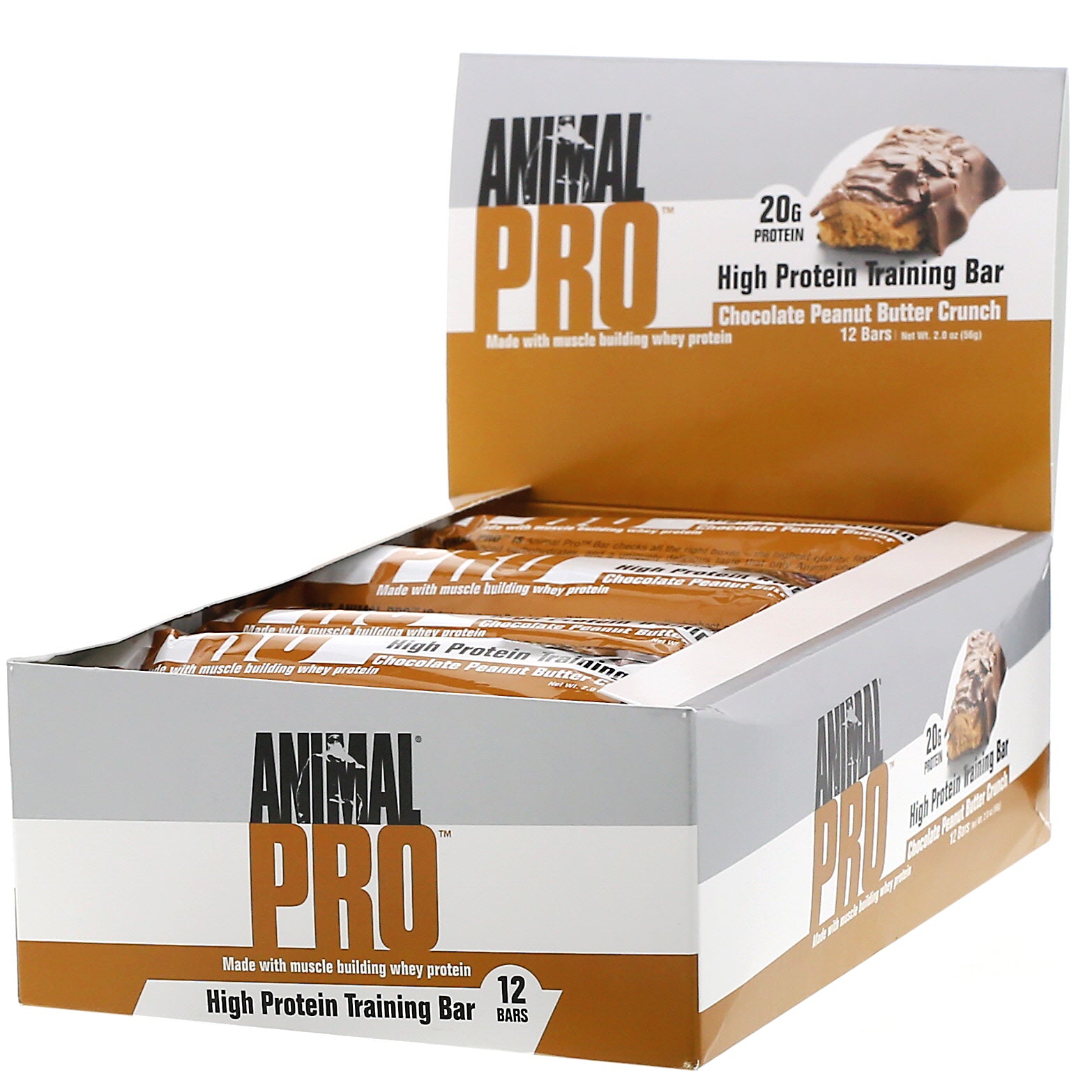 Universal Nutrition, Animal Pro, High Protein Training Bar, Chocolate Peanut Butter Crunch, 12 Bars, 2.0 oz (56 g)