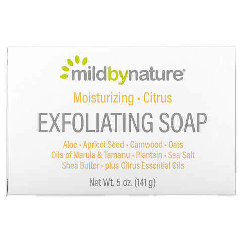 Mild By Nature, Exfoliating Bar Soap, with Marula & Tamanu Oils plus Shea Butter, Citrus, 5 oz (141 g)