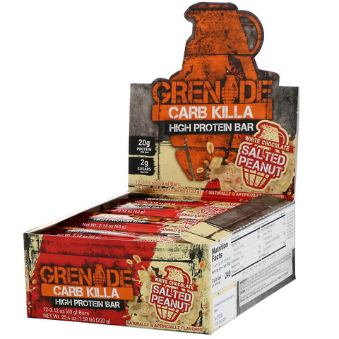 Grenade, Carb Killa, High Protein Bar, White Chocolate Salted Peanut, 12 Bars, 2.12 oz (60 g) Each