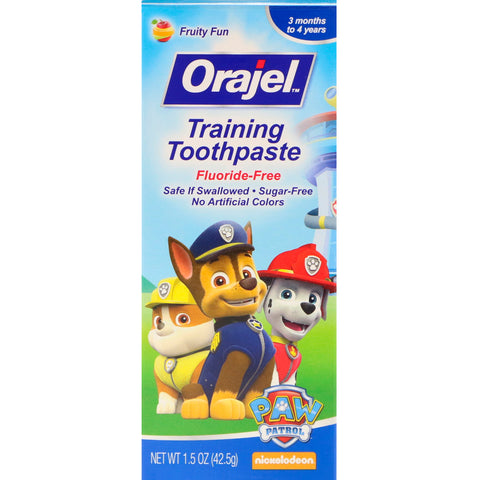 Orajel, Paw Patrol Training Toothpaste, Fluoride Free, Fruity Fun Flavor, 1.5 oz (42.5 g)