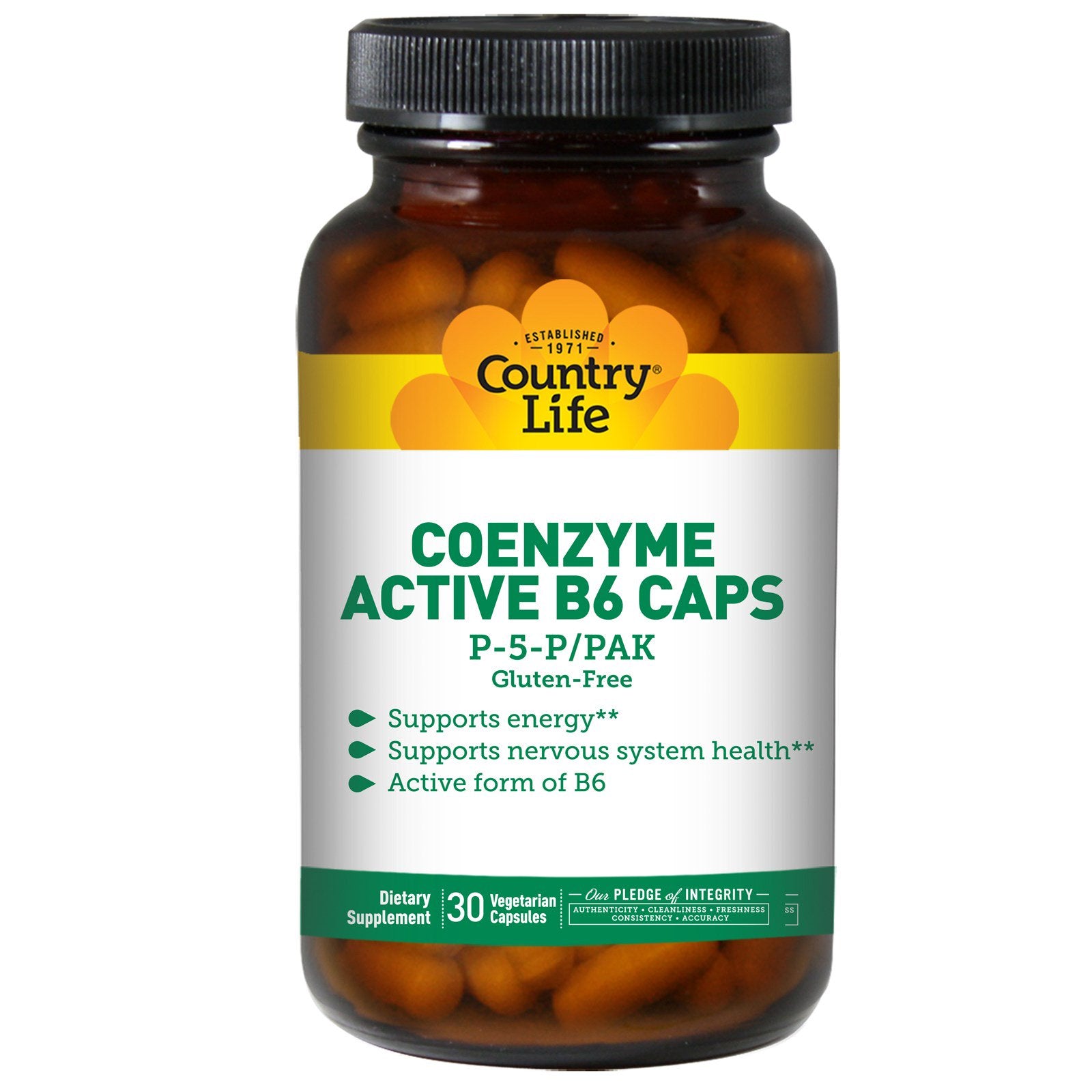 Country Life, Coenzyme Active B6 Caps, P-5-P/PAK, 30 Vegetarian Capsules