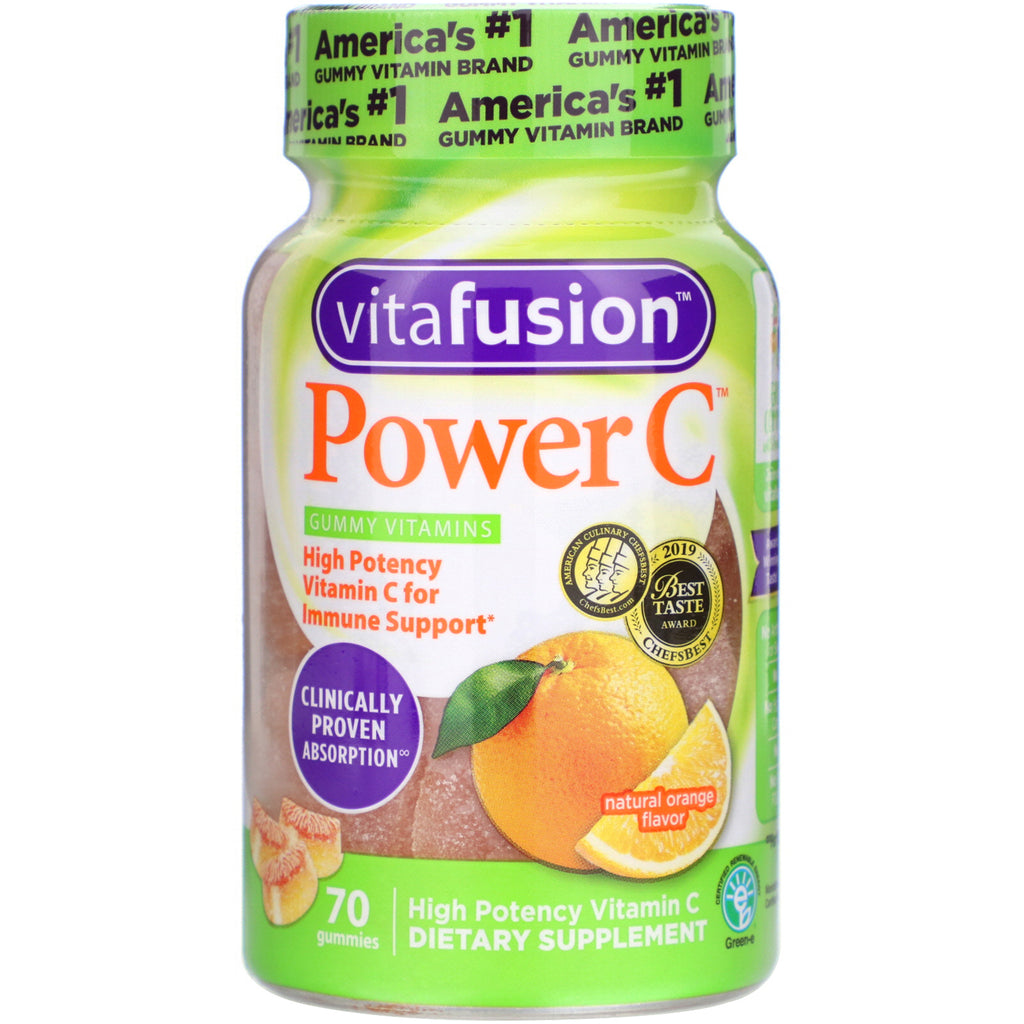 VitaFusion, Power C, High Potency Vitamin C, Natural Orange Flavor, 70 Gummies