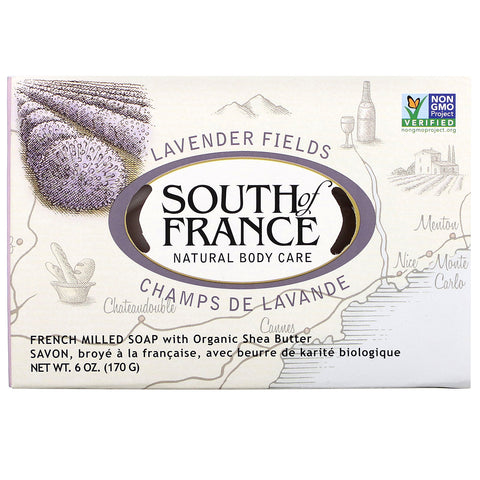 South of France, Lavender Fields, French Milled Soap with Organic Shea Butter, 6 oz (170 g)