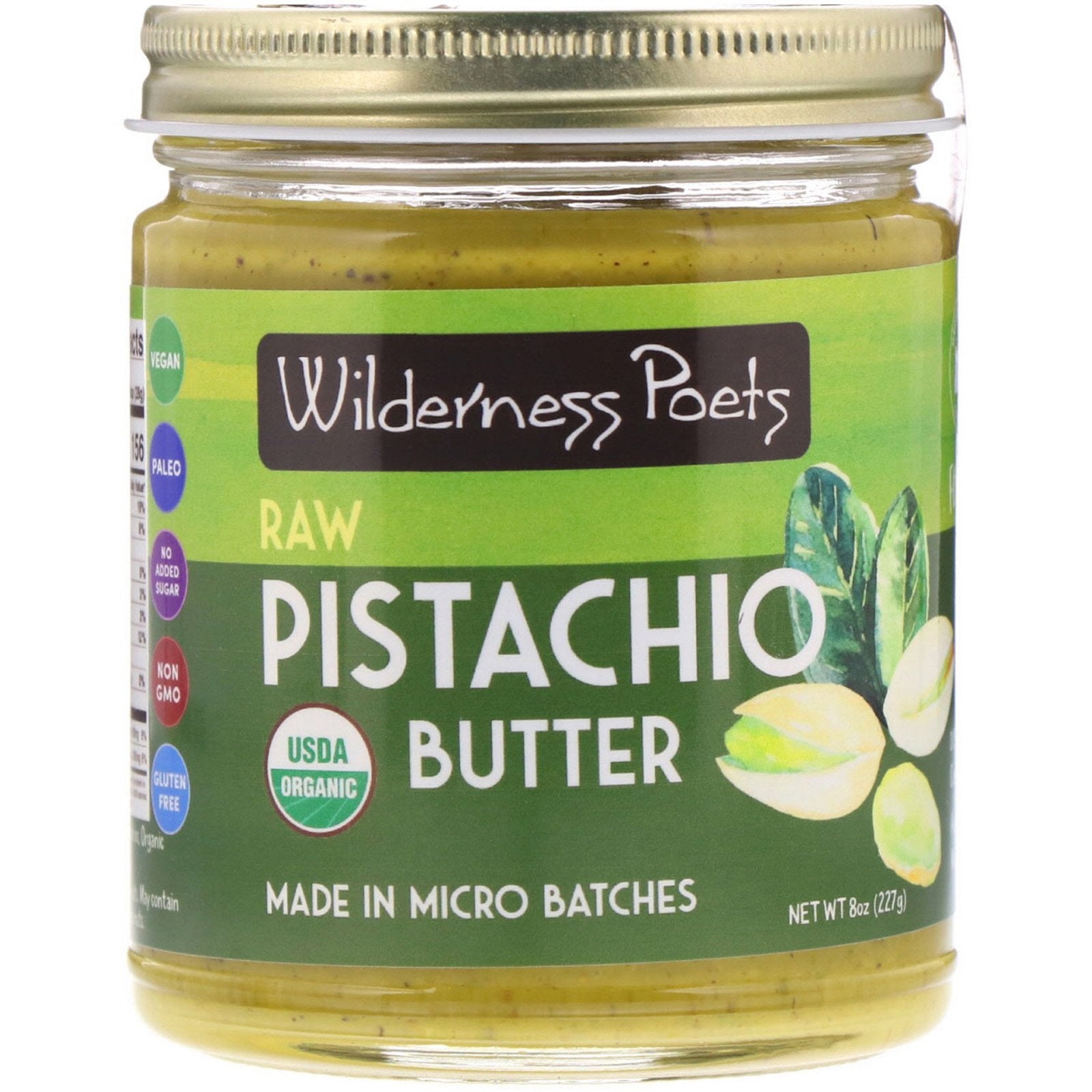 Wilderness Poets, Organic Raw Pistachio Butter, 8 oz (227 g)