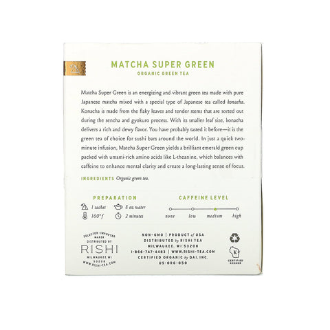Rishi Tea,  Green Tea, Matcha Super Green, 15 Sachets, 1.42 oz (40.5 g)