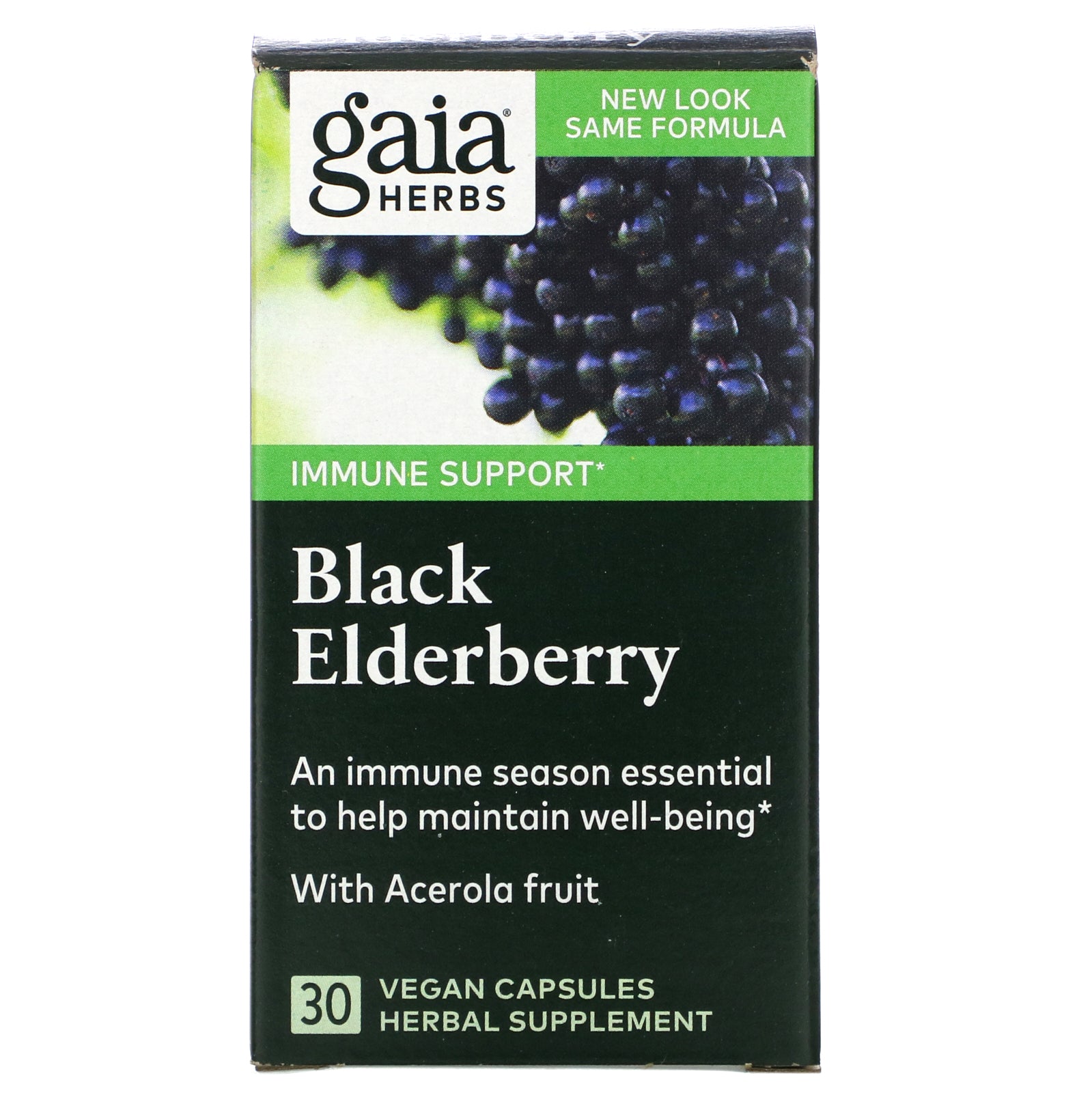 Gaia Herbs, Black Elderberry with Acerola Fruit, 30 Vegan Capsules