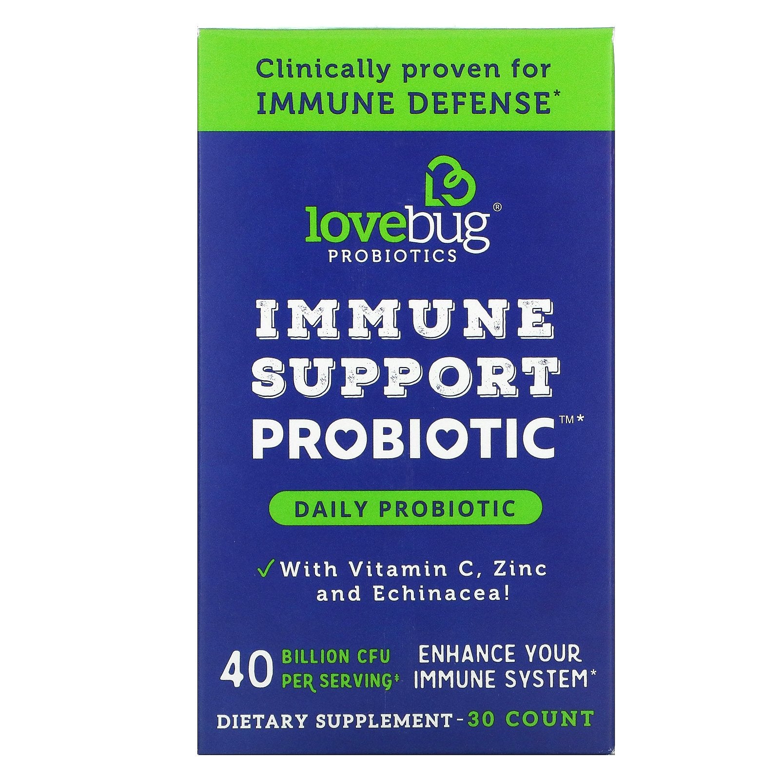 LoveBug, Immune Support Probiotic, Daily Probiotic, 40 Billion CFU, 30 Count