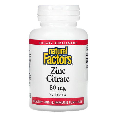 Natural Factors, Zinc Citrate, 50 mg, 90 Tablets