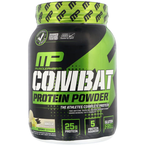 MusclePharm, Combat Protein Powder, Vanilla, 2 lbs (907 g)