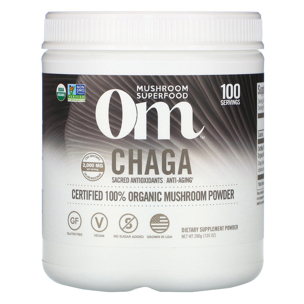 Om Mushrooms, Chaga, Certified 100% Organic Mushroom Powder, 7.05 oz (200 g)
