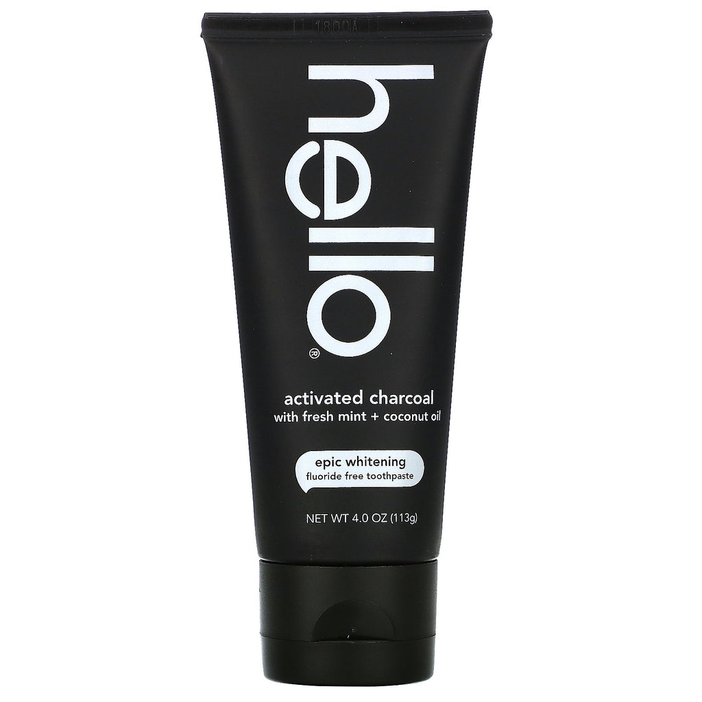 Hello, Fluoride Free Whitening Toothpaste, Activated Charcoal, With Fresh Mint & Coconut Oil, 4 oz (113 g)