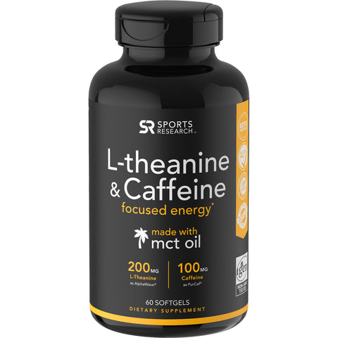Sports Research, L-Theanine & Caffeine with MCT Oil, 60 Softgels
