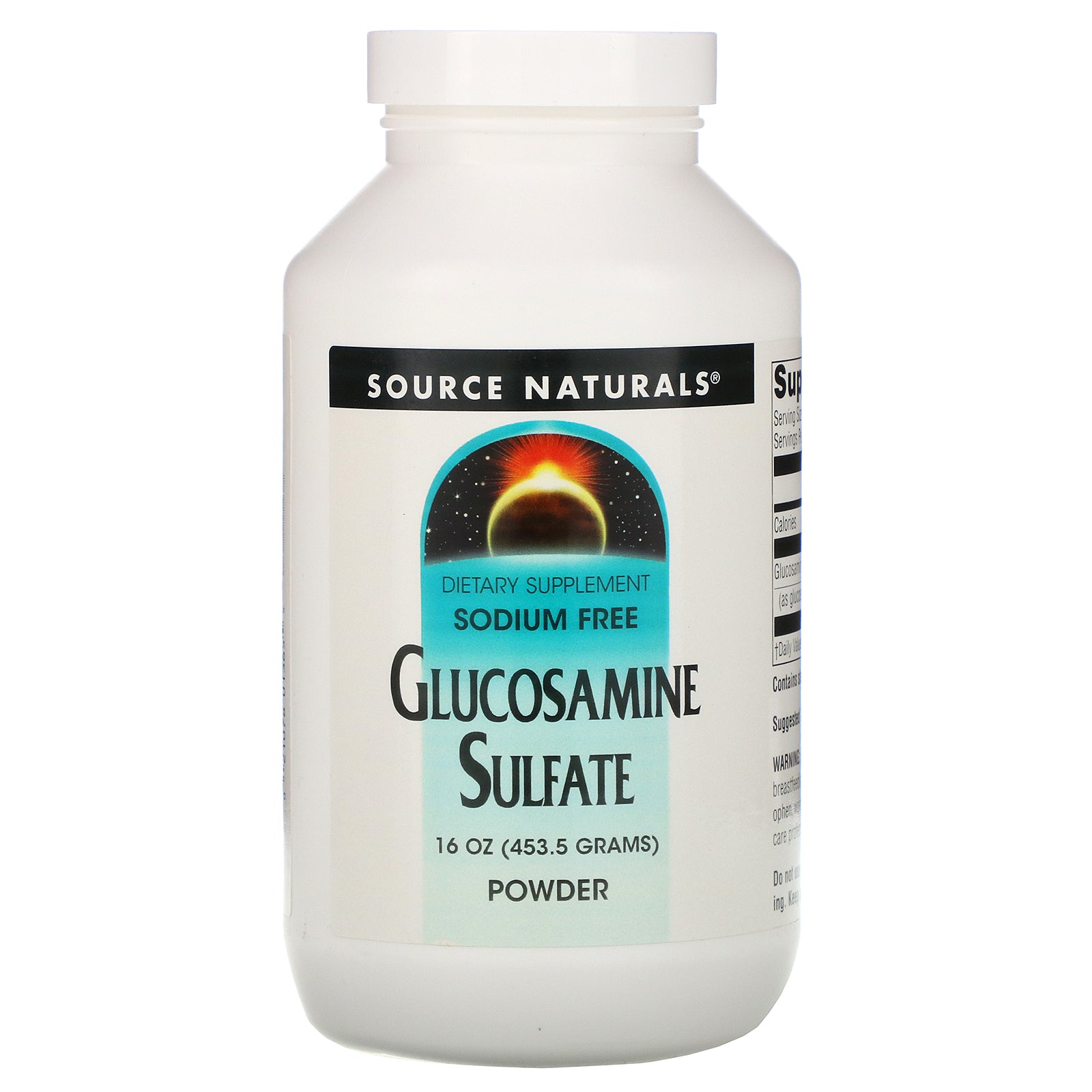 Source Naturals, Glucosamine Sulfate Powder, Sodium Free, 16 oz (453.6 g)