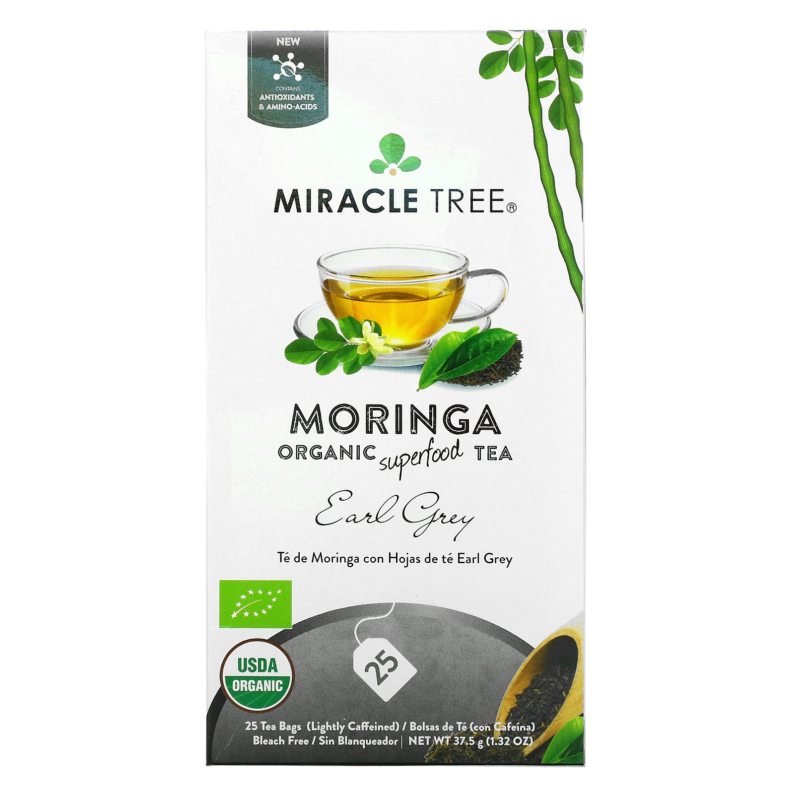 Miracle Tree, Moringa Organic Superfood Tea, Earl Grey, 25 Tea Bags, 1.32 oz (37.5 g)