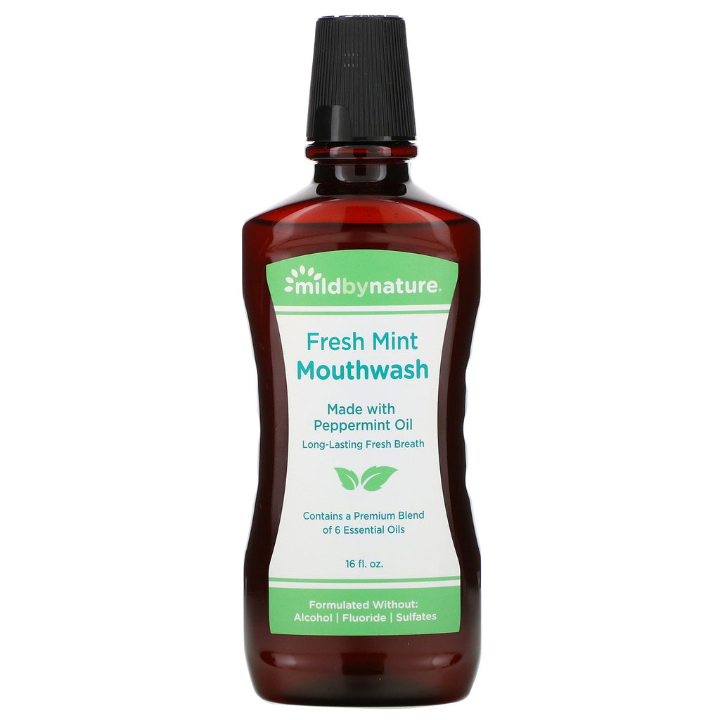 Mild By Nature, Mouthwash, Made with Peppermint Oil, Long-Lasting Fresh Breath, Fresh Mint, 16 fl oz