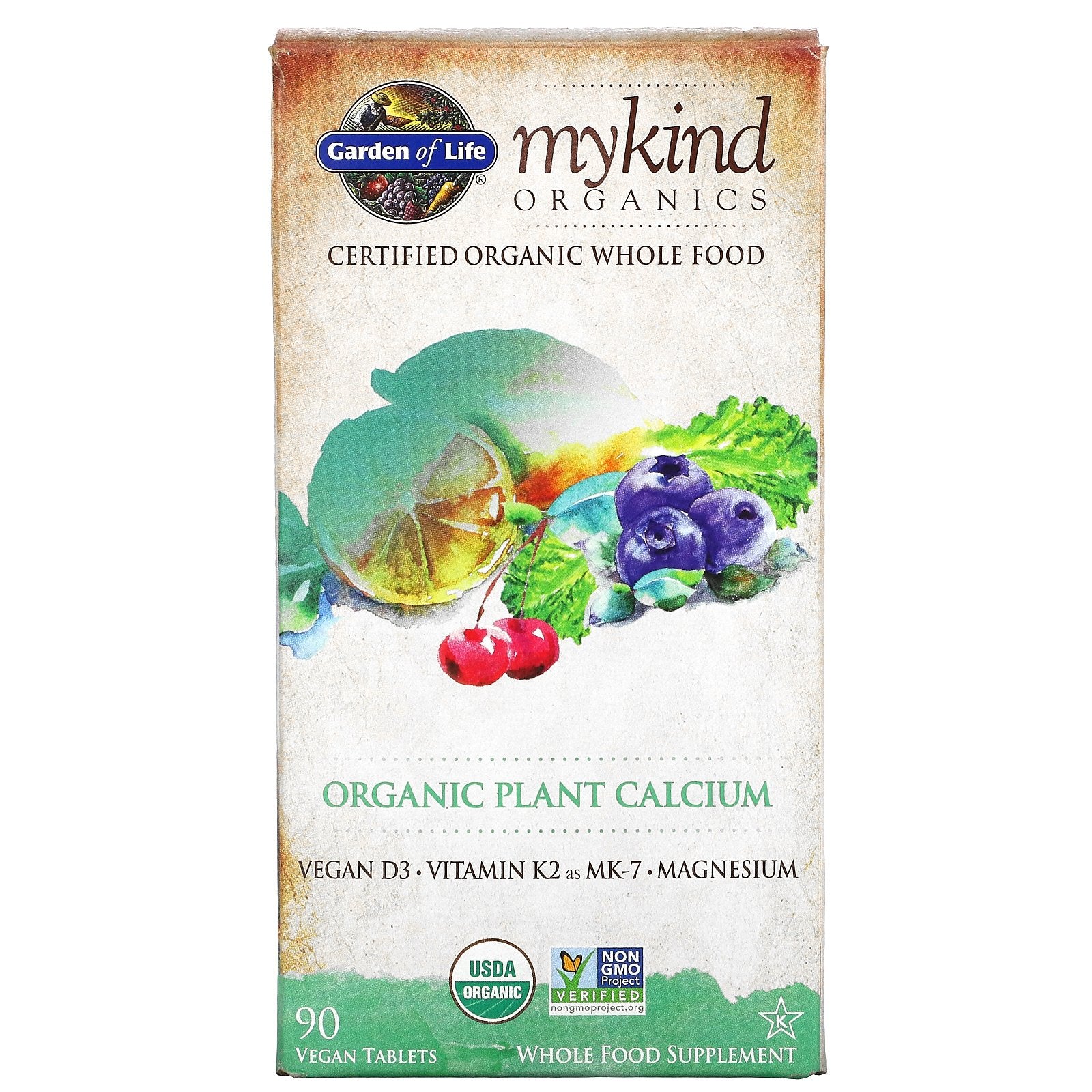 Garden of Life, My Kind Organics, Organic Plant Calcium, 90 Vegan Tablets