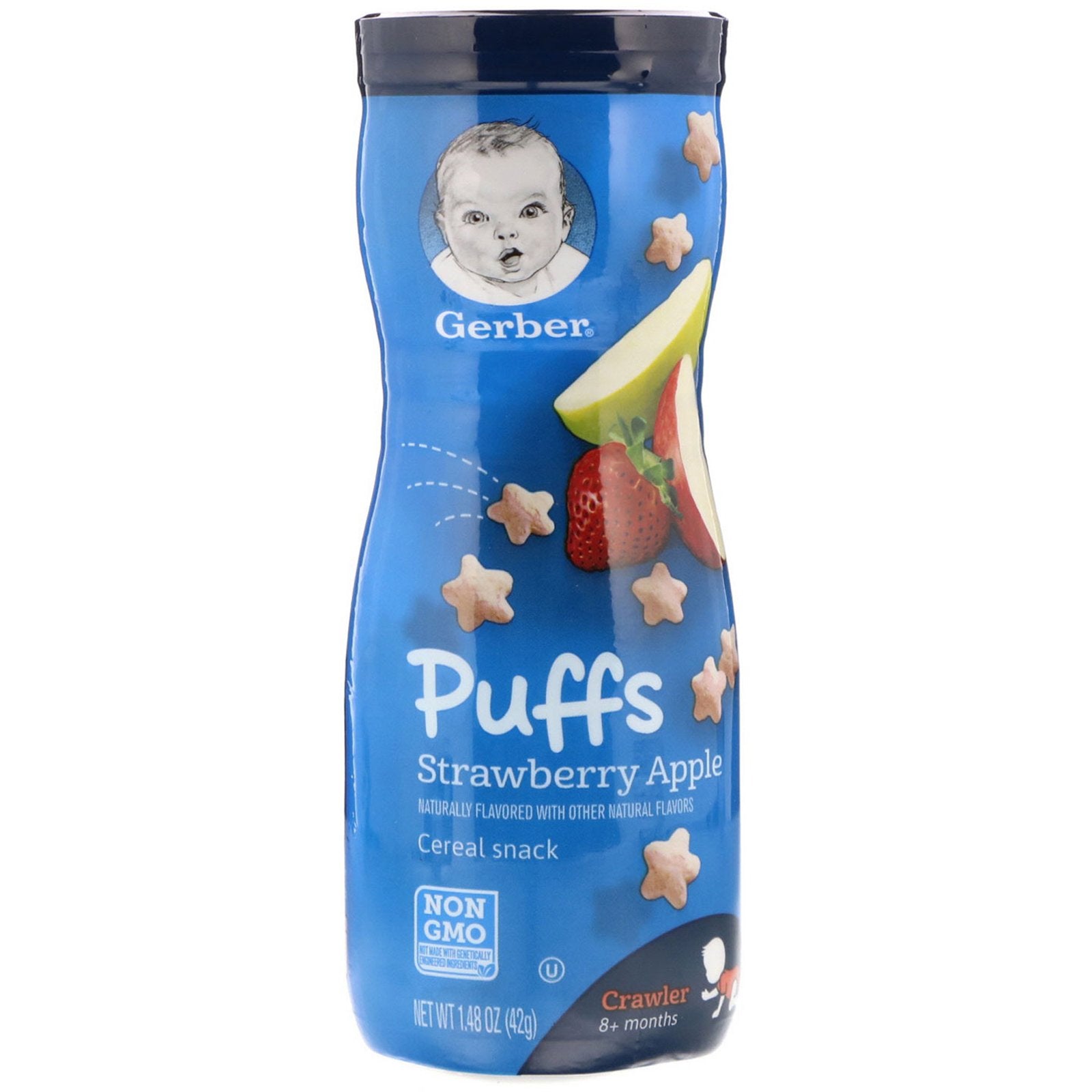 Gerber, Puffs Cereal Snack, 8+ Months, Strawberry Apple, 1.48 oz (42 g)