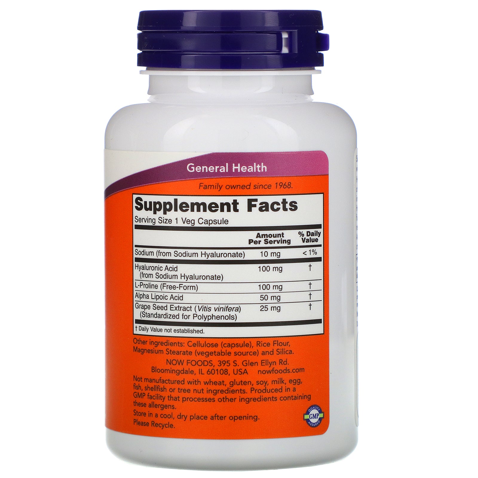 Now Foods, Hyaluronic Acid, Double Strength, 100 mg, 120 Veg Capsules