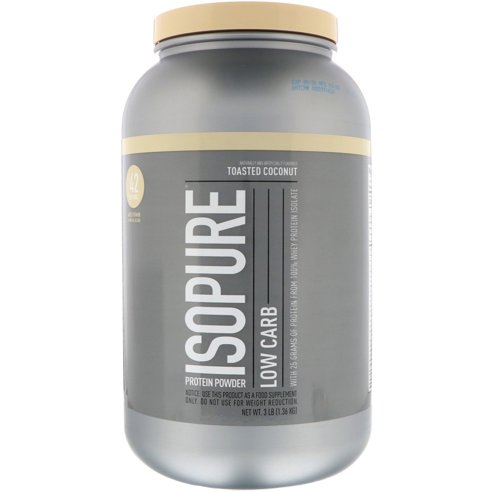 Isopure, Low Carb, Protein Powder, Toasted Coconut, 3 lb (1.36 kg)