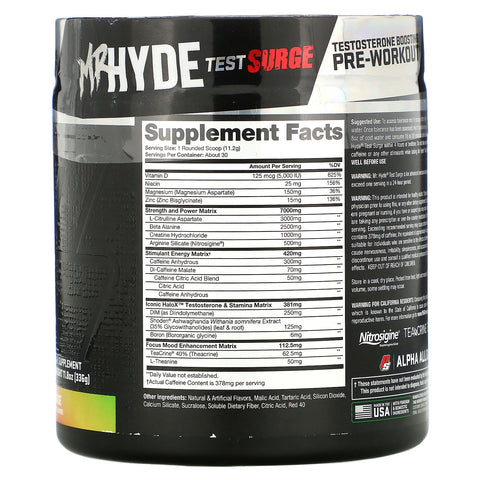 ProSupps, Mr. Hyde, Test Surge, Testosterone Boosting Pre-Workout, Cherry Limeade, 11.8 oz (336 g)