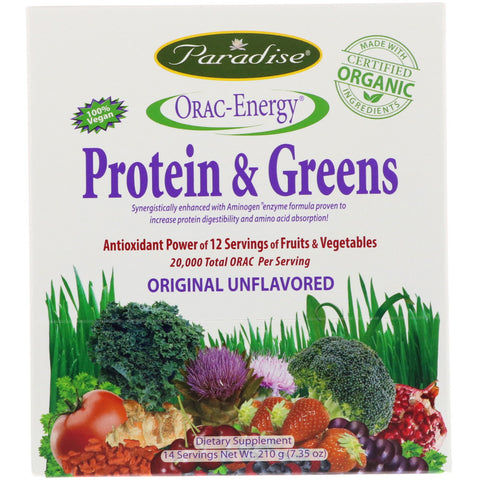 Paradise Herbs, ORAC-Energy, Protein & Greens, 14 Packets, 0.53 oz (15 g)