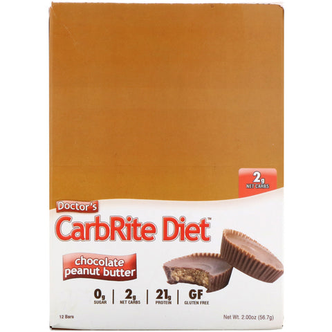 Universal Nutrition, Doctor's CarbRite Diet Bars, Chocolate Peanut Butter, 12 Bars, 2.00 oz (56.7 g) Each