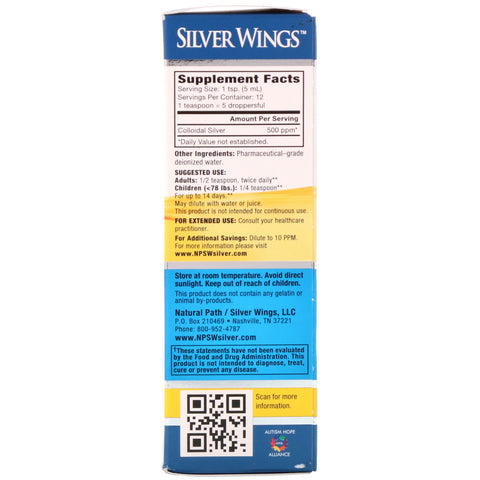 Natural Path Silver Wings, Colloidal Silver, 500 PPM, 2 fl oz (60 ml)