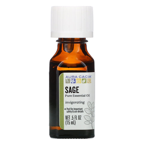 Aura Cacia, Pure Essential Oil, Sage, .5 fl oz (15 ml)