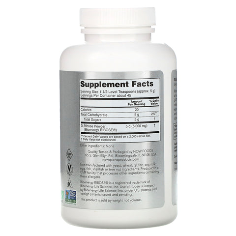 Now Foods, Sports, D-Ribose Powder, 5,000 mg , 8 oz (227 g)