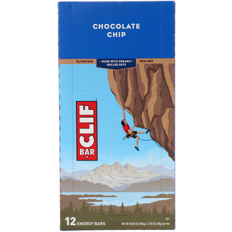Clif Bar, Energy Bar, Chocolate Chip, 12 Bars, 2.40 oz (68 g) Each