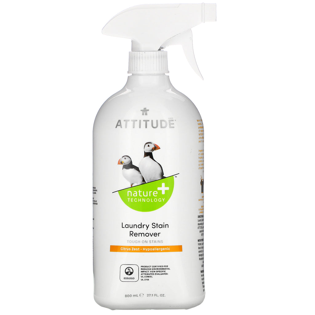 ATTITUDE, Laundry Stain Remover, Citrus Zest, 27.1 fl oz (800 ml)