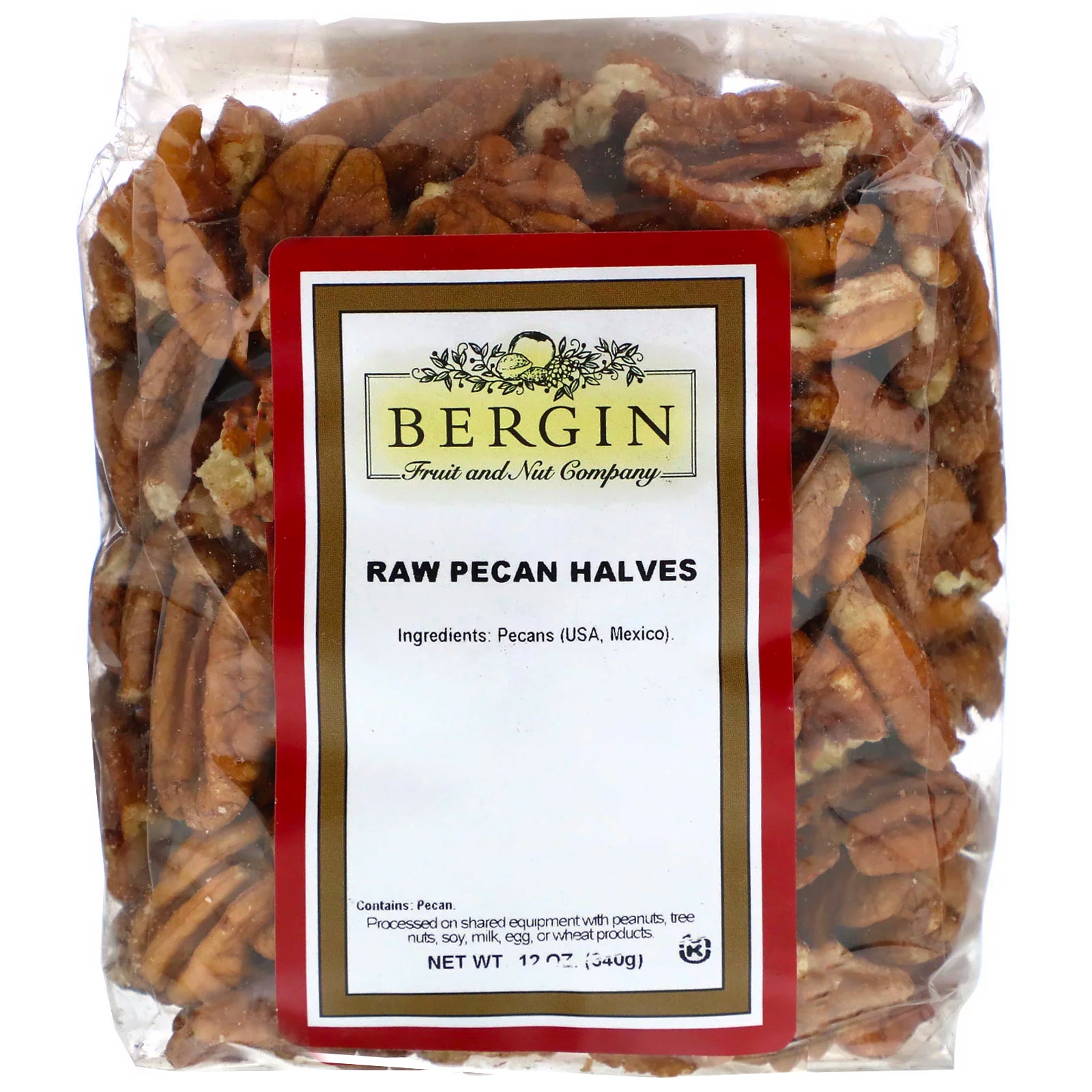 Bergin Fruit and Nut Company, Raw Pecan Halves, 12 oz (340 g)