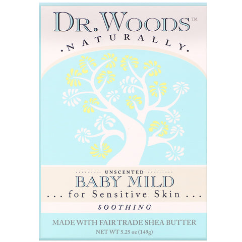 Dr. Woods, Baby Mild Bar Soap, Soothing, Unscented, 5.25 oz (149 g)
