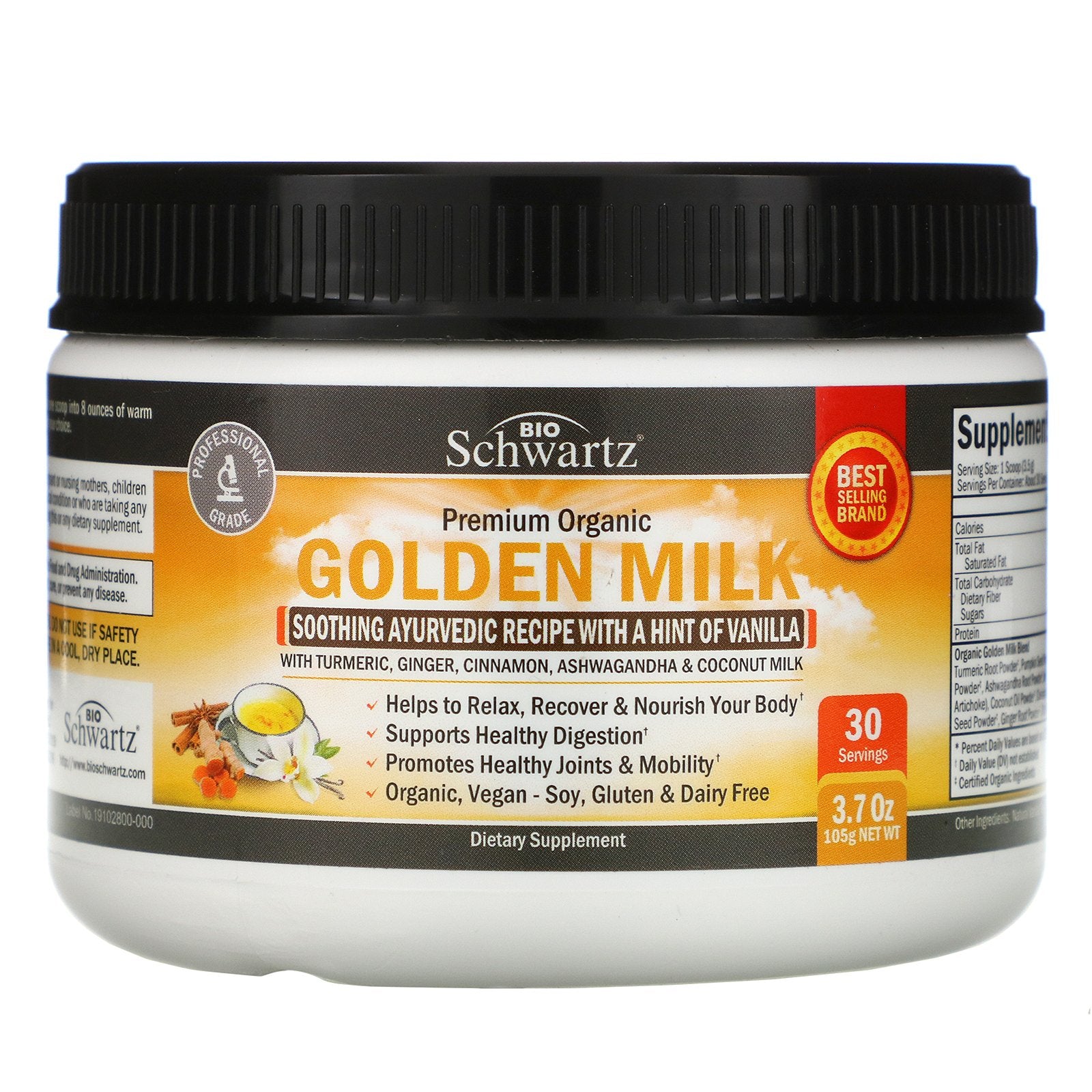BioSchwartz, Premium Organic Golden Milk, 3.7 oz (105 g)