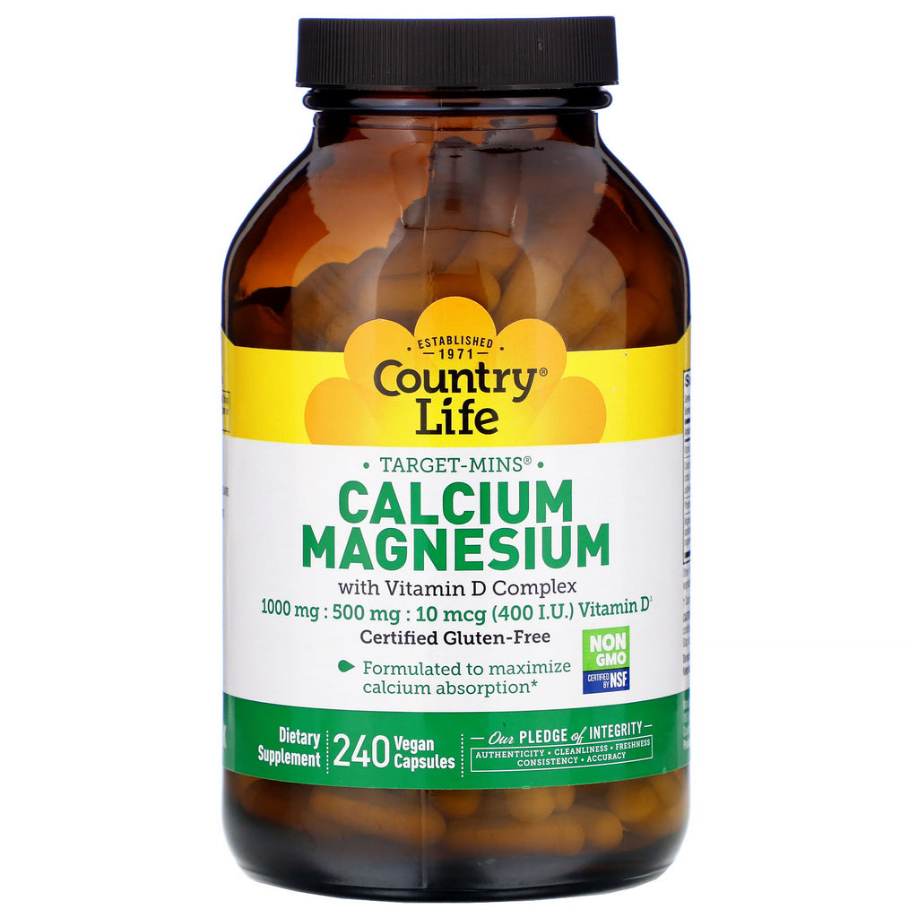 Country Life, Target-Mins Calcium Magnesium with Vitamin D Complex, 240 Vegan Capsules