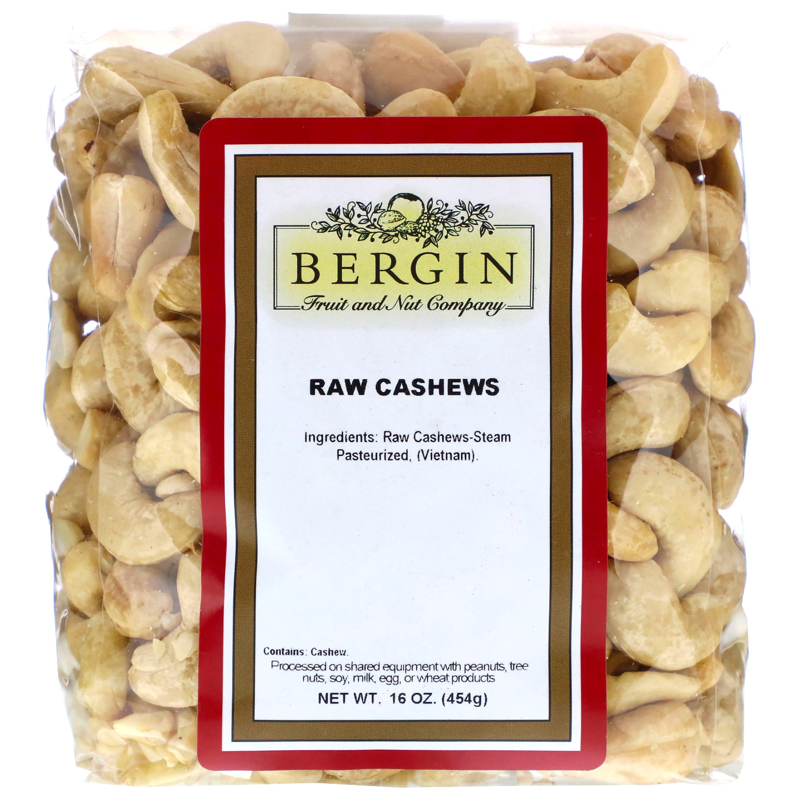 Bergin Fruit and Nut Company, Raw Cashews, 16 oz (454 g)