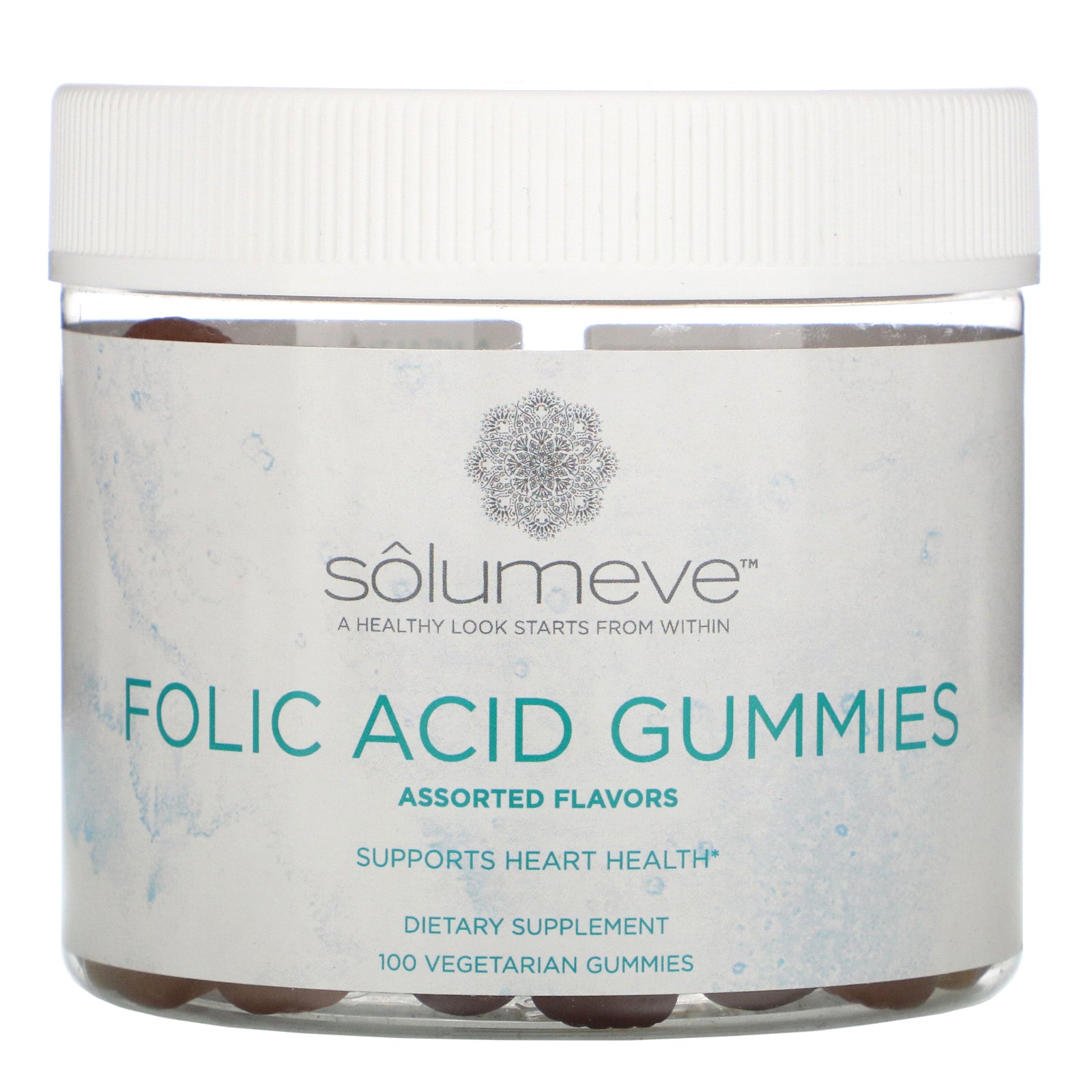 Solumeve, Folic Acid Gummies, Gelatin Free, Assorted Flavors, 100 Vegetarian Gummies