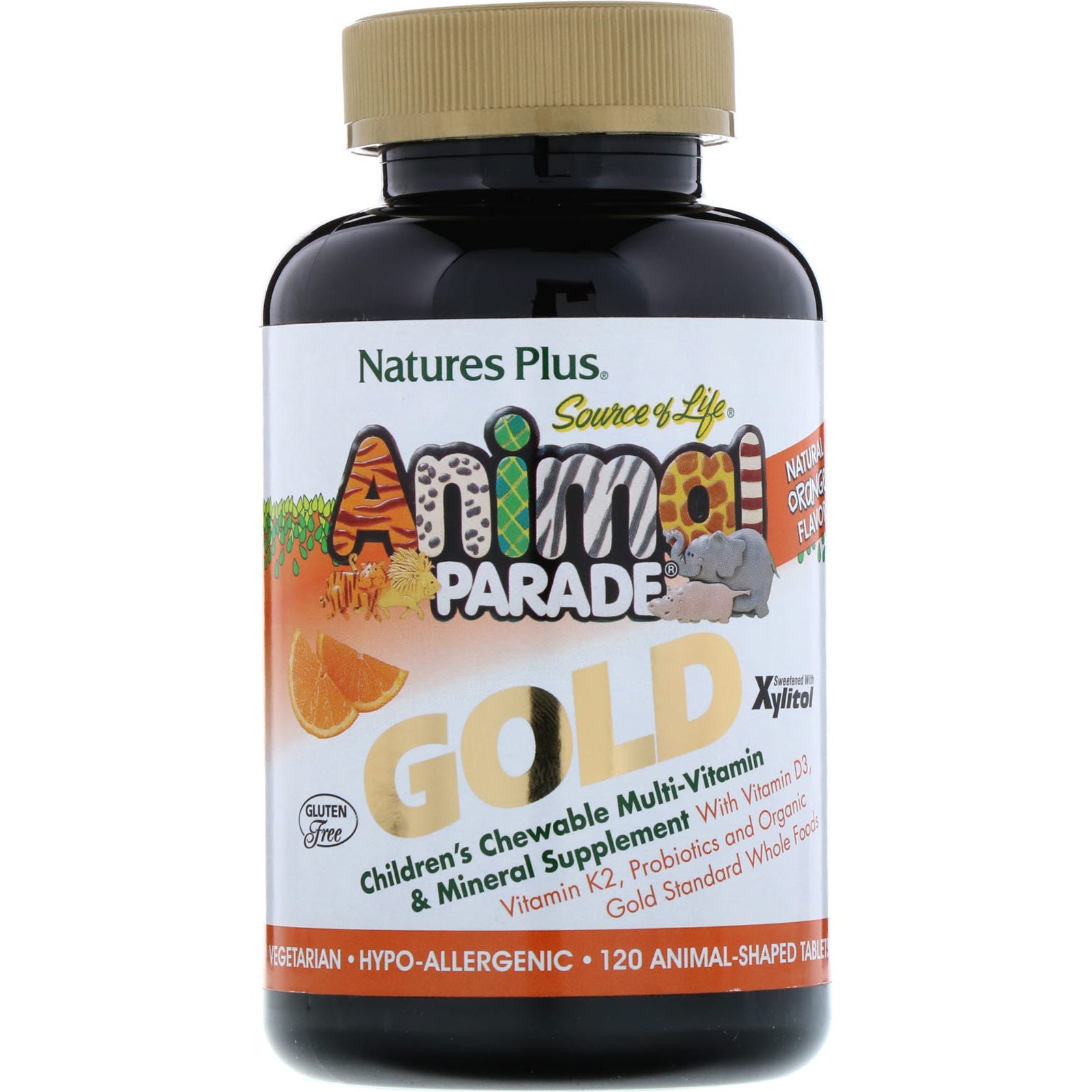 Nature's Plus, Source of Life, Animal Parade Gold, Children's Chewable Multi-Vitamin & Mineral Supplement, Natural Orange Flavor, 120 Animal Shaped Tablets