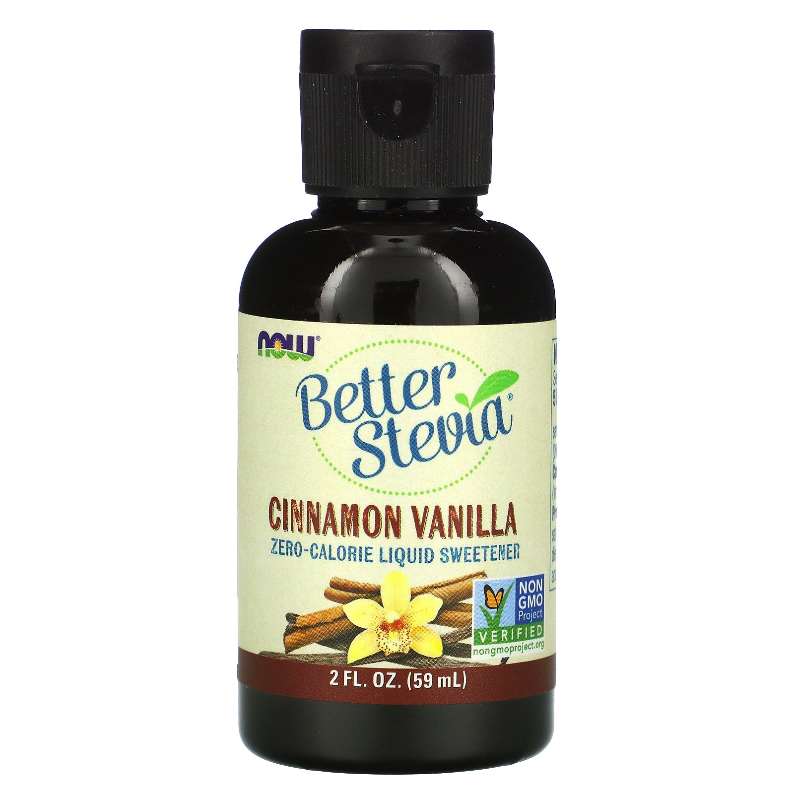 Now Foods, Better Stevia, Zero-Calorie Liquid Sweetener, Cinnamon Vanilla, 2 fl oz (60 ml)
