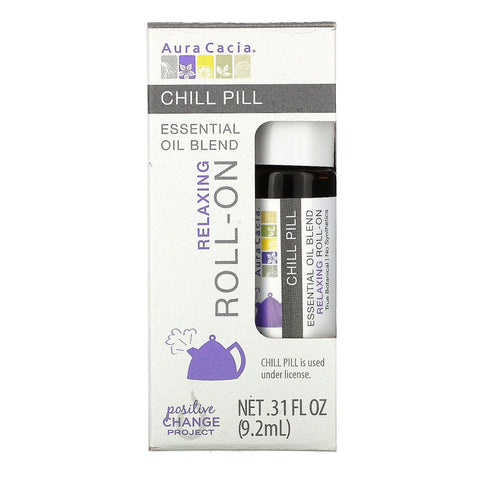 Aura Cacia, Essential Oil Blend, Relaxing Roll-On, Chill Pill, .31 fl oz (9.2 ml)