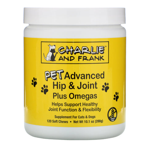 Charlie & Frank, Pet Advanced Hip & Joint Plus Omegas, For Cats & Dogs, 120 Soft Chews
