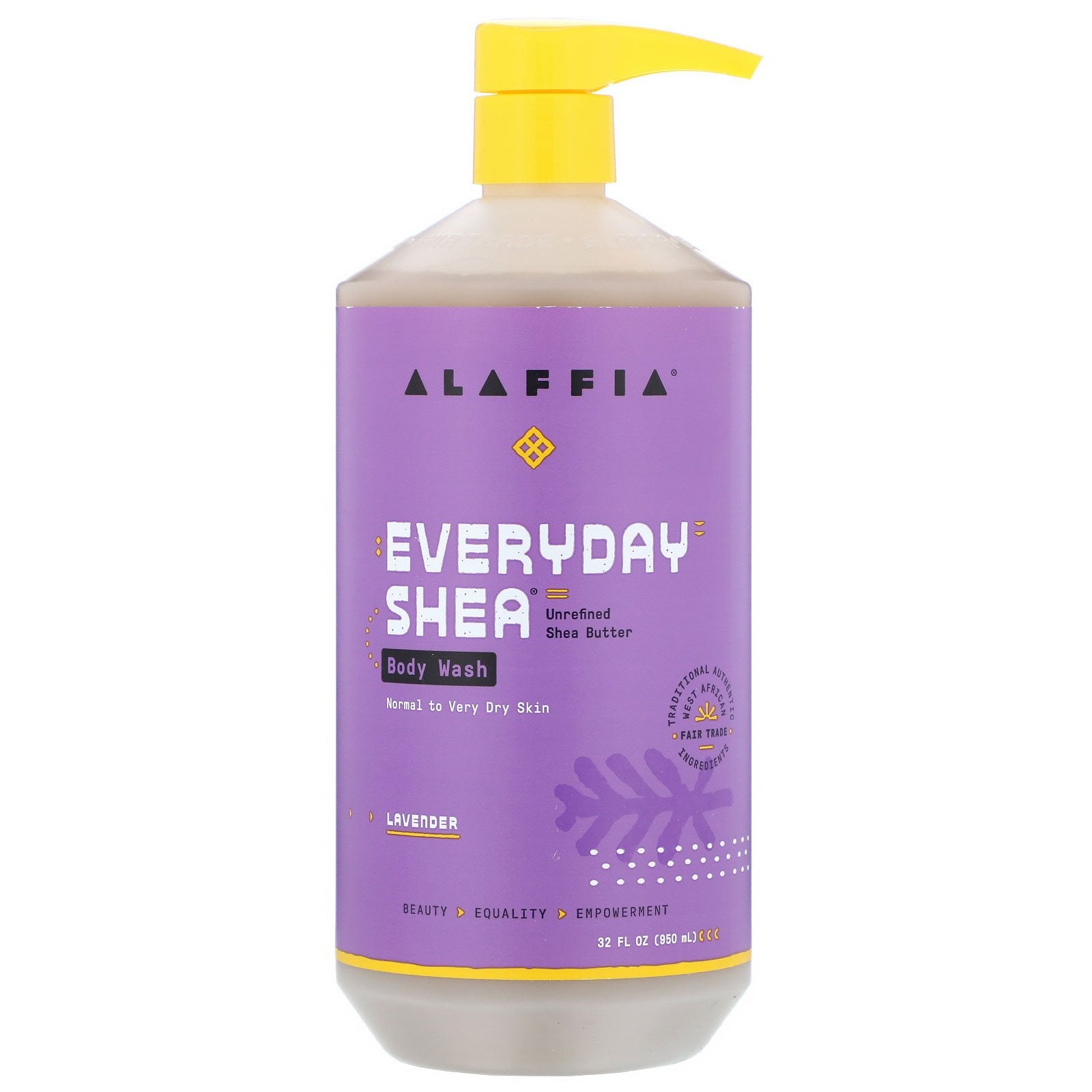 Alaffia, Everyday Shea, Body Wash, Normal to Very Dry Skin, Lavender, 32 fl oz (950 ml)