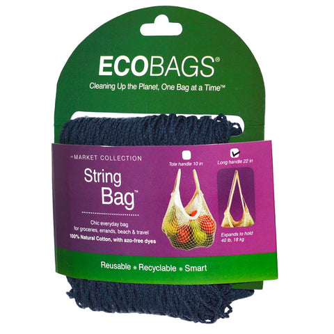 ECOBAGS, Market Collection, String Bag, Long Handle 22 in, Storm Blue, 1 Bag