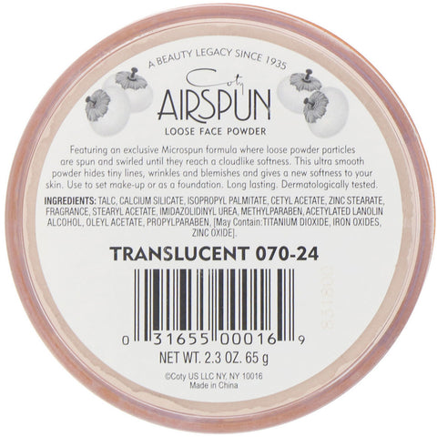 Airspun, Loose Face Powder, Translucent 070-24, 2.3 oz (35 g)