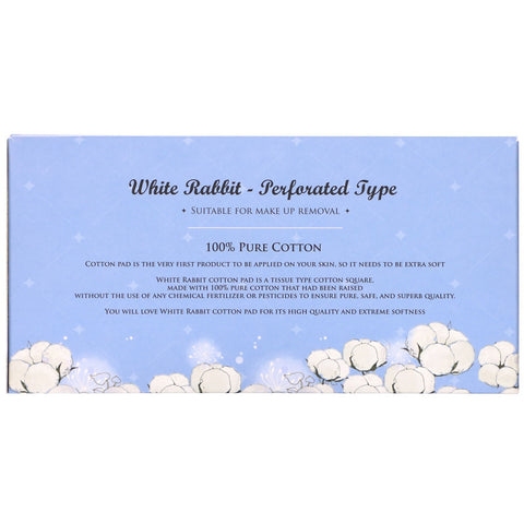 White Rabbit, Premium Cosmetic Cotton Sheet, Perforated, 200 Sheets